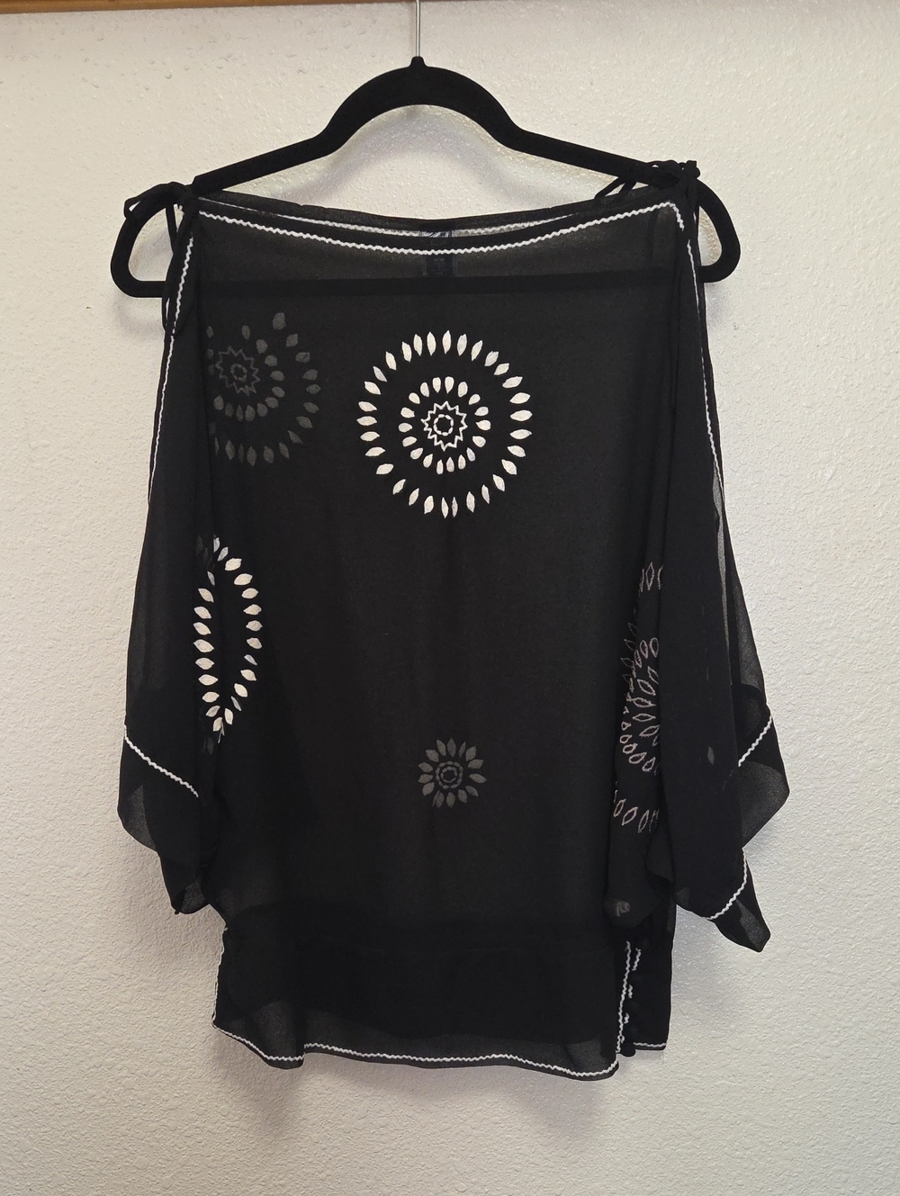 Free People Black Sheer Floral Medallion Tunic